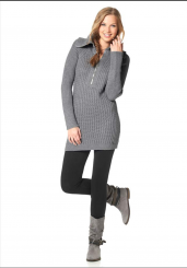 Strickkleid m. Reißverschluß, grau 