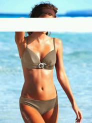 Bikini m. Schmuckelement, taupe 