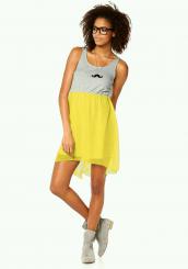 2-in-1 Chiffon-Kleid, grau-gelb 